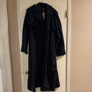 SKIMS Boyfriend Fleece Oversized Trench Coat – Onyx – NWT (Size S)